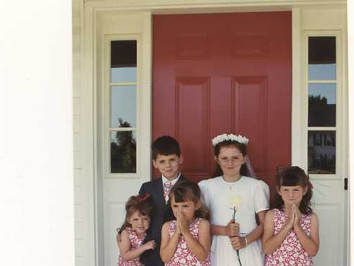 Maggie, Max, Catie, Mia, and Molly at Maggie’s First Communion Party