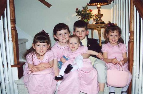 Catie, Maggie, Max, Mia, and Molly on Easter at Grammy and Poppy’s house