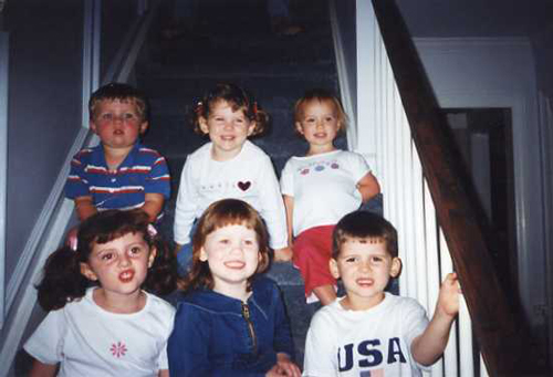 Maggie, Max, Catie, and their cousins, Lucy, Helen, and Brian at Mom-Mom’s house