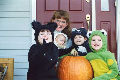 The fab 4 and Christine just before Trick-or-Treating