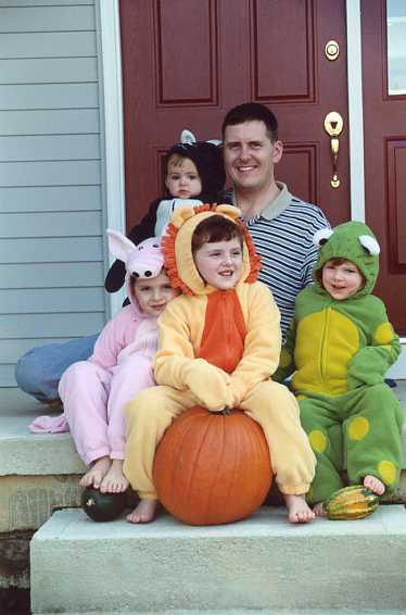 The fab 4 and Kevin just before Trick-or-Treating