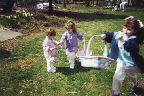 Easter egg hunting in the back yard of Grammy and Poppy’s house
