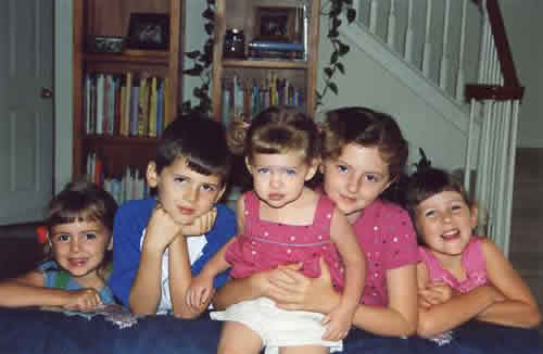 Maggie, Max, Catie, Mia, and Molly just before M.E. is born.  We have been blessed with happy children