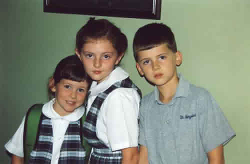 Maggie, Max, and Catie on their first day of school at St. Aloysius.  Catie was in kindergarten
