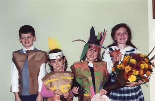 The Thanksgiving pageant at St. Aloysius school with Maggie, Max, Catie and Mia